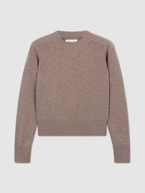 Cropped Kaschmirpullover mit Rundhalsausschnitt