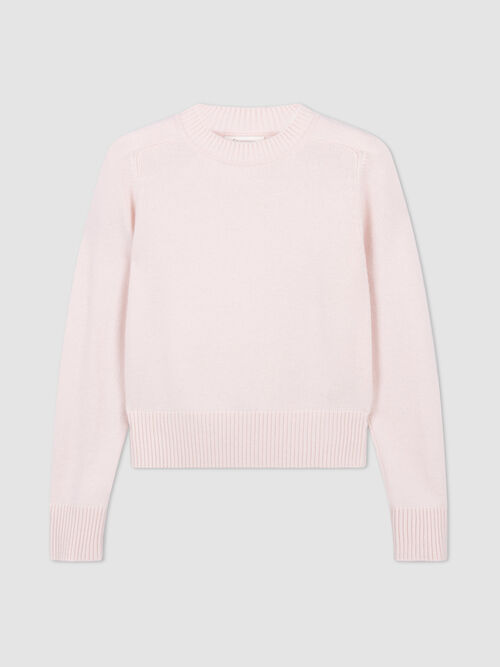 Cropped Kaschmirpullover mit Rundhalsausschnitt