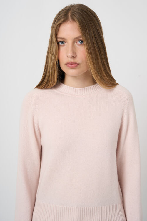Cropped Kaschmirpullover mit Rundhalsausschnitt