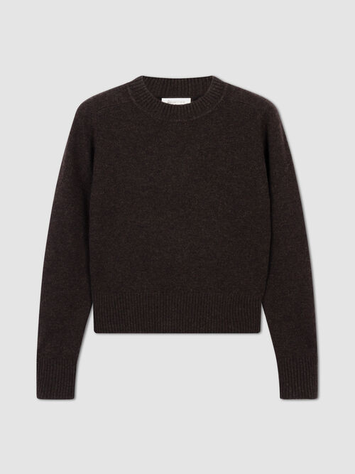 Cropped Kaschmirpullover mit Rundhalsausschnitt