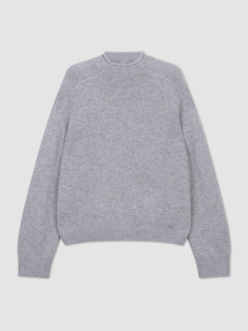 Oversized Kaschmirpullover mit Stehkragen